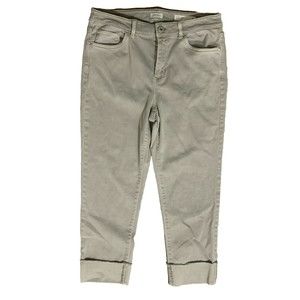 J Jill Denim High Rise Straight Leg Women's 8 Petite Cuffed Ankle Stretch